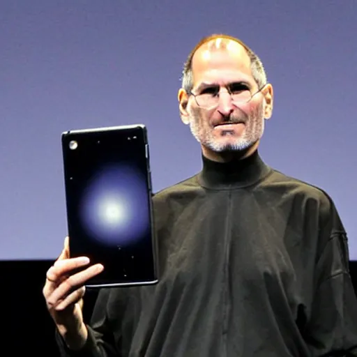 Prompt: steve jobs using galaxy fold3