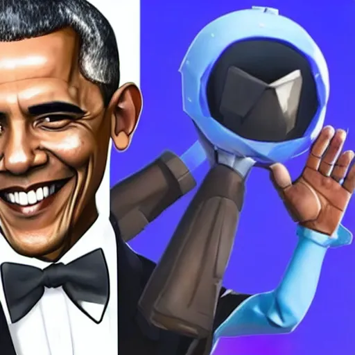 Image similar to barack obama in fortnite, battle royale