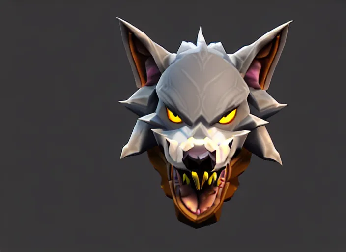 Prompt: wolf head, stylized stl, 3 d render, activision blizzard style, hearthstone style, darksiders style, michael vicente style