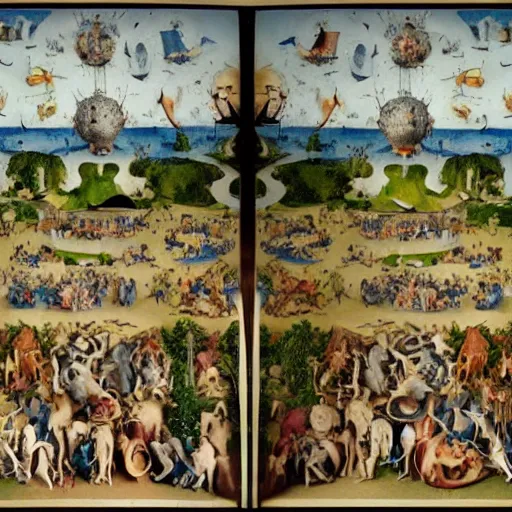 Image similar to a modern take on bosch garden of earthly delights, cross section detailed view