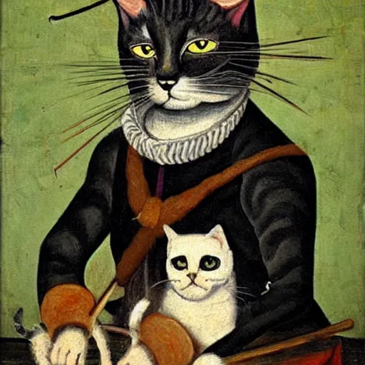 Image similar to portrait of a cat pirate , painting, 16th century