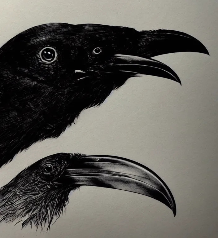 Prompt: a portrait of a raven bird, by takehiko inoue and kim jung gi and hiroya oku, masterpiece ink illustration,