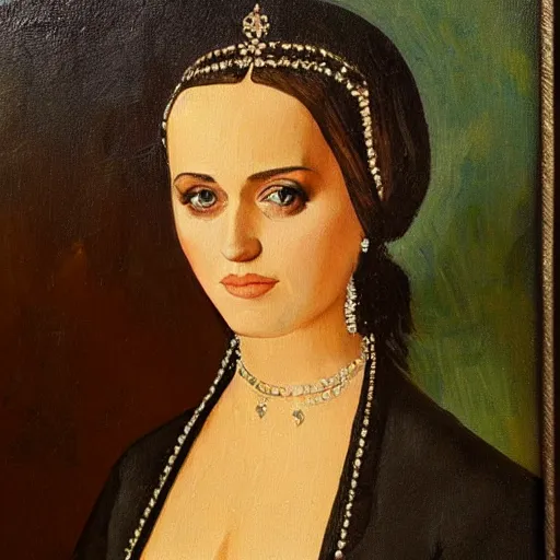 Image similar to painting of queen katy perry, medieval, oil painting, museum, portrait