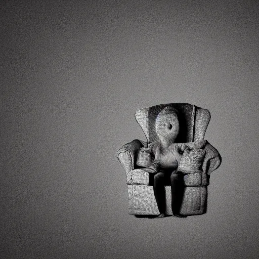 Prompt: photo of a scared anthropomorphic sofa, hiding behind humans, digital art