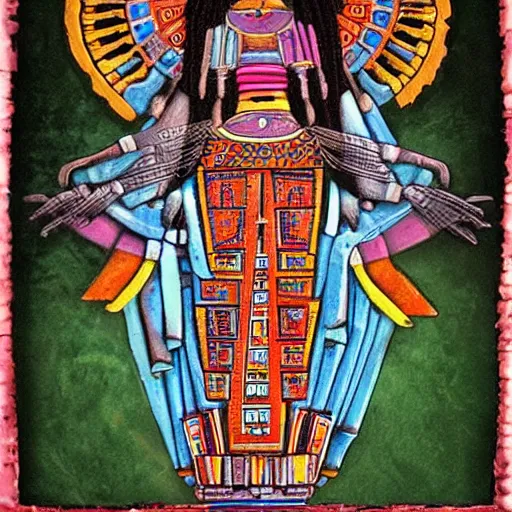 Image similar to a beautiful goddess of the aztecs