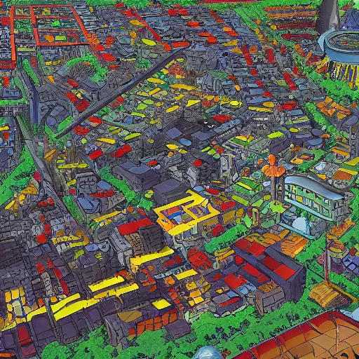 Image similar to berserk, naruto, city top view, high detail