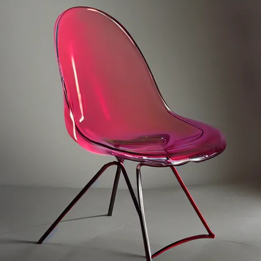 Prompt: blown glass chair inspired by Tom Dixon