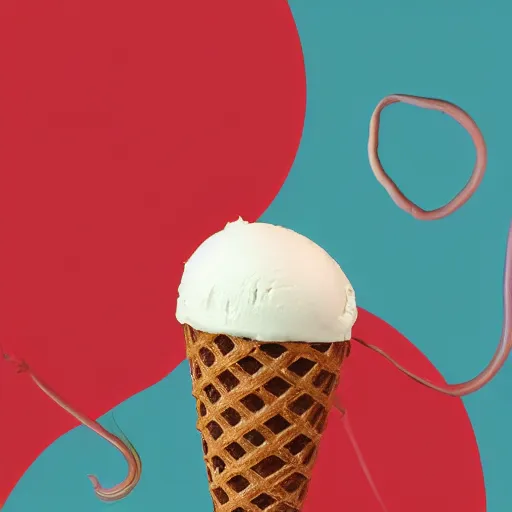 Prompt: a photo of an ice cream cone with a tongue and tentacles