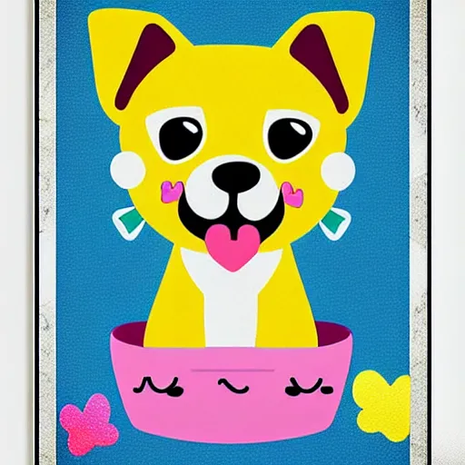 Image similar to Kawaii cute dog, poster art