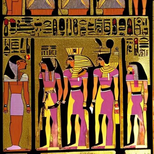 Prompt: full body Egyptian deities initiating you in to a secret ritual