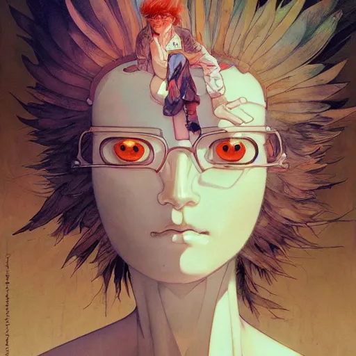 Prompt: prompt : wierd character portrait soft light painted by james jean and katsuhiro otomo and erik jones, inspired by evangeleon anime, smooth face feature, intricate oil painting, high detail illustration, sharp high detail, manga and anime 1 9 9 9