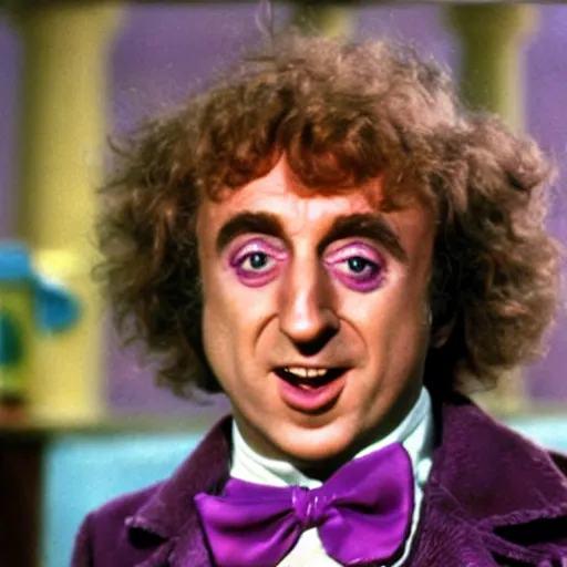 Image similar to gene wilder in willy wonka and the eggplant factory