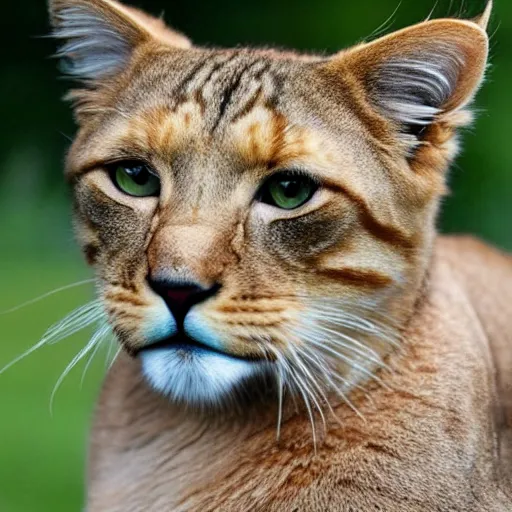 Prompt: tabby, cat mixed with a lion