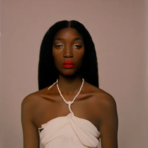 Image similar to realistic photoshoot for a new balenciaga lookbook, color film photography, portrait of a beautiful person, in style of Bolade Banjo, 35mm, graflex