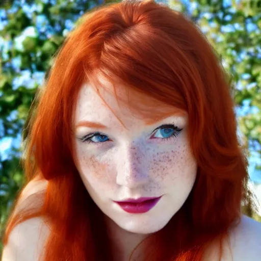 Image similar to close up portrait photo of a real beauty redhead freckles, 8k, masterpiece, pinup, highly detailed, smooth, sharp focus