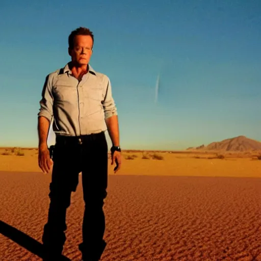 Prompt: movie still of Jack Bauer in Breaking Bad (2008-2013), golden hour, desert