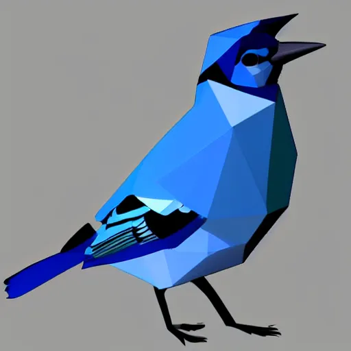 Image similar to Low polygon render of a blue jay on a white background, isometric 3d, ultra HD