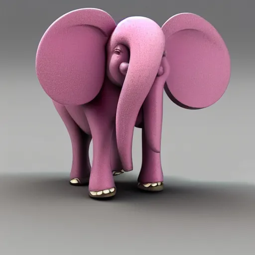 Prompt: 3D model of a pink elephant dancing