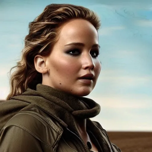 Prompt: Promo picture of Jennifer Lawrence as Danny Plainview There Will be Blood remake (2029)