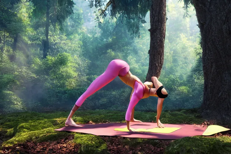Image similar to lebron james doing yoga in the forest, still from a pixar movie, high quality 3 d render, movie, pixar, renderman, 4 k, artstation