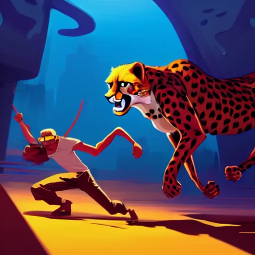 Prompt: angry fela kuti racing a cheetah, vector minimalist, loftis, cory behance hd by jesper ejsing, by rhads, makoto shinkai and lois van baarle, ilya kuvshinov, rossdraws global illumination, 4 k, detailed face