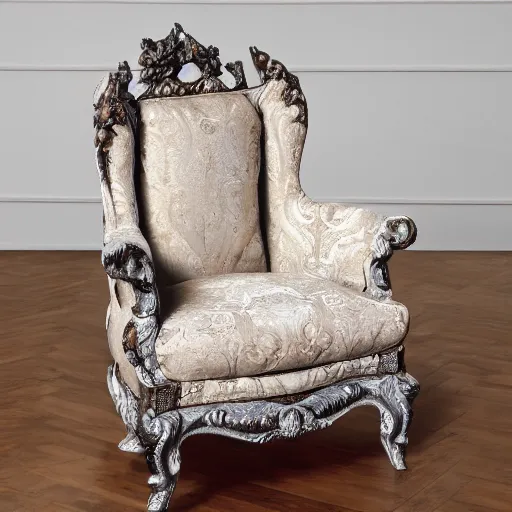 Prompt: baroque chair, product photo, highly detailed