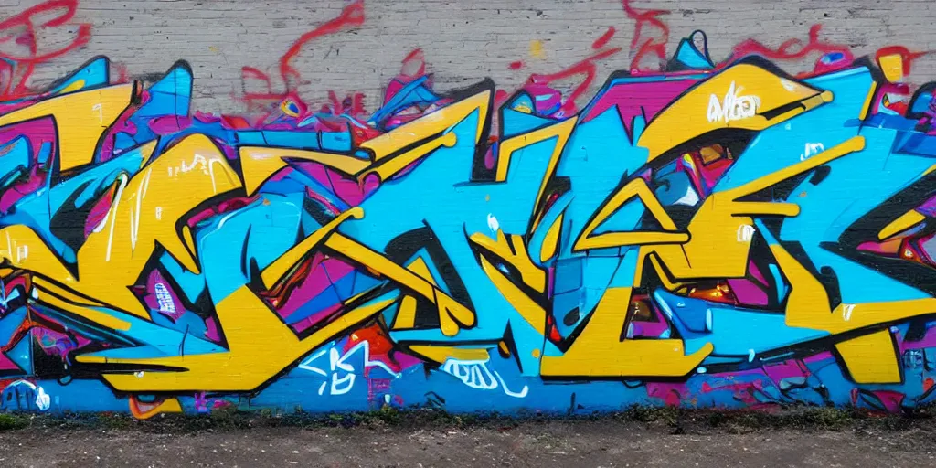 Image similar to 3 d wildstyle graffiti, gradients, extreme wide angle, arrows, drips, in the style of daim, totem, fleks, odeith