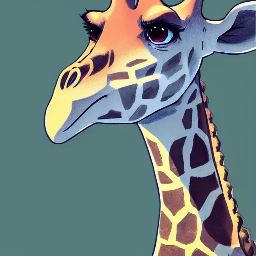 Image similar to a giraffe wearing a dress, illustration concept art anime key visual trending pixiv fanbox by wlop and greg rutkowski and makoto shinkai and studio ghibli and kyoto animation symmetrical facial features