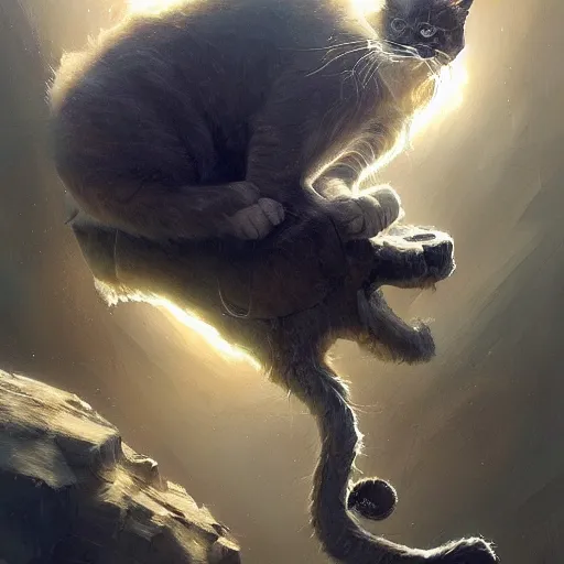 Image similar to Schrodinger cat, quantum mechanics, highly detailed, smooth, artstation, digital illustration by Ruan Jia and Mandy Jurgens and Artgerm and Wayne Barlowe and Greg Rutkowski and Zdislav Beksinski