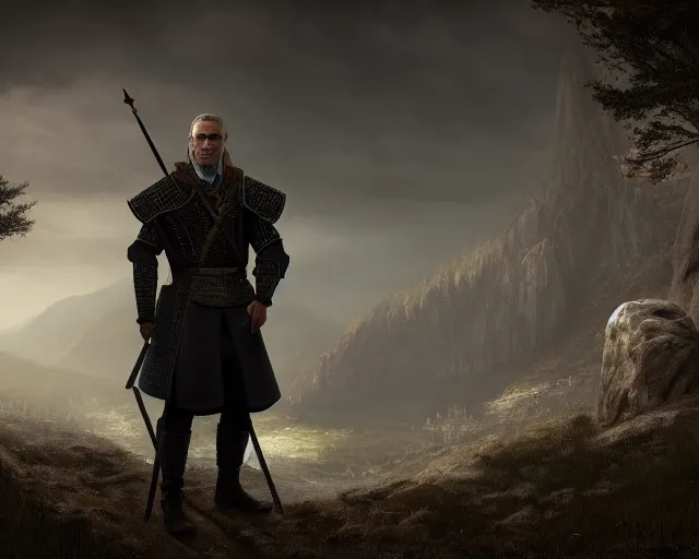 Image similar to 5 5 mm portrait photo of barack obama as a witcher in kaer morhen. dark atmosphere. art by greg rutkowski. highly detailed 8 k. intricate. lifelike. soft light. nikon d 8 5 0.