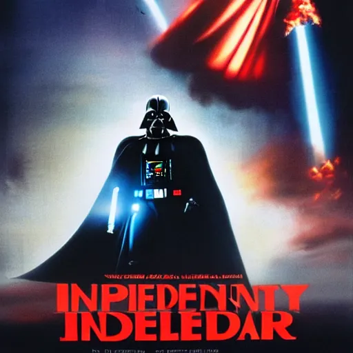 Image similar to movie poster for independence day ( 1 9 9 9 ) starring darth vader