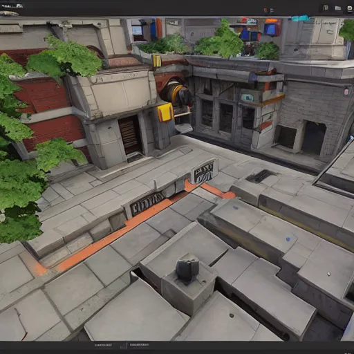 Prompt: a 3 d layout of a tf 2 map, dev textures, blockout, blocktober, tf 2 maps. net
