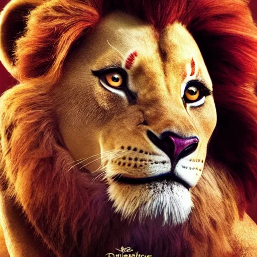 Image similar to johnny depp as simba in the lion king, cgi, cinema, realistic, movie poster