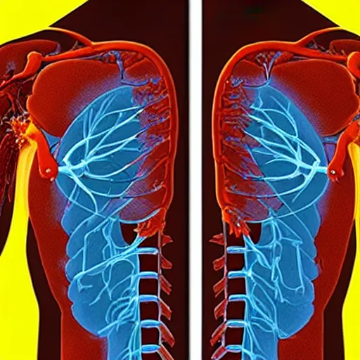 Image similar to computed tomography scan of the thorax with areas of fibrosis in the lung