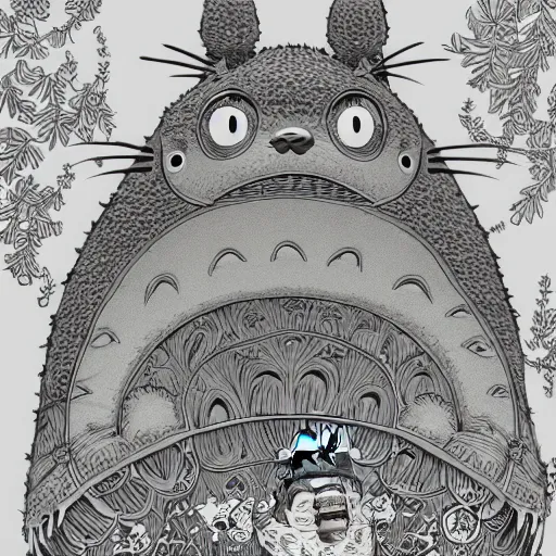 Image similar to Totoro, by Joe Fenton, sharp, very detailed, intricate, wild, highly detailed, concept art, sharp focus, illustration, digital art, 8k, octane render, masterpiece, artstation