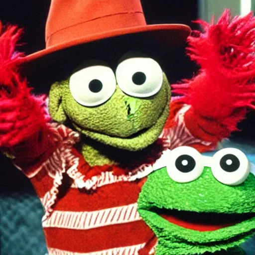 Image similar to Freddy Krueger as a Muppet on Sesame Street