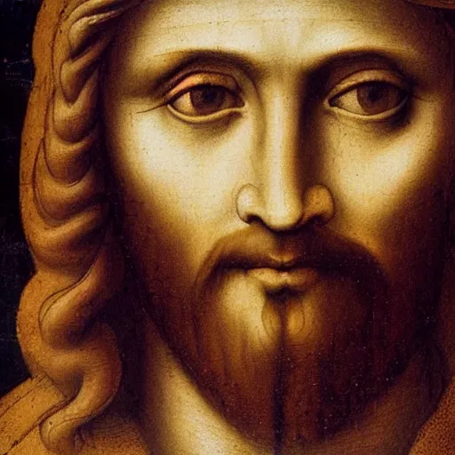 Prompt: Jesus painting by Leonardo da Vinci 4k detail