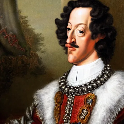 Image similar to Charles II of Spain is Zuckerberg, the last Habsburg ruler of the Facebook Empire, standing portrait by John Closterman, prompt byghee