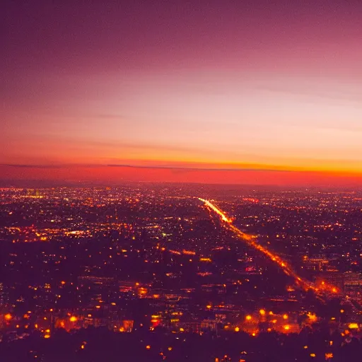 Image similar to a los angeleno. a cinematic shot of los angelas at midnight, canon eos c 3 0 0, ƒ 1. 8, 3 5 mm, 8 k, medium - format print, inspired by roger deakins cinematography