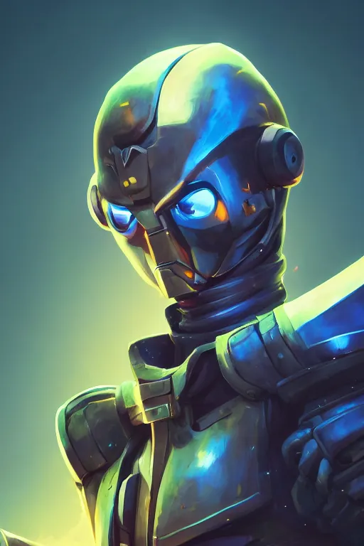 Image similar to epic mask helmet robot ninja portrait stylized as fornite style game design fanart by concept artist gervasio canda, behance hd by jesper ejsing, by rhads, makoto shinkai and lois van baarle, ilya kuvshinov, rossdraws global illumination radiating a glowing aura global illumination ray tracing hdr render in unreal engine 5