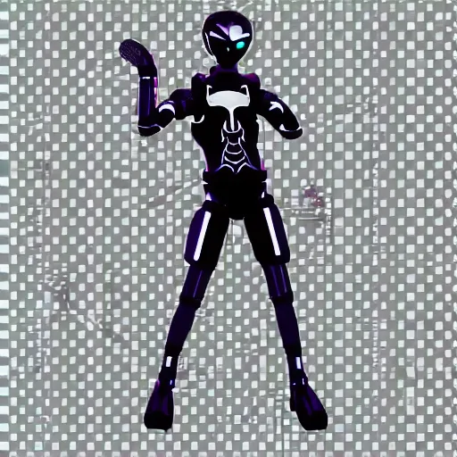 Prompt: anime style, cybernetic full body pose, teenager, dynamic lighting, tint grey background