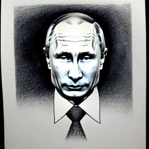 Image similar to vladimir putin's face in a nuclear mushroom cloud, cartoonish, ultra detailed pencil drawing