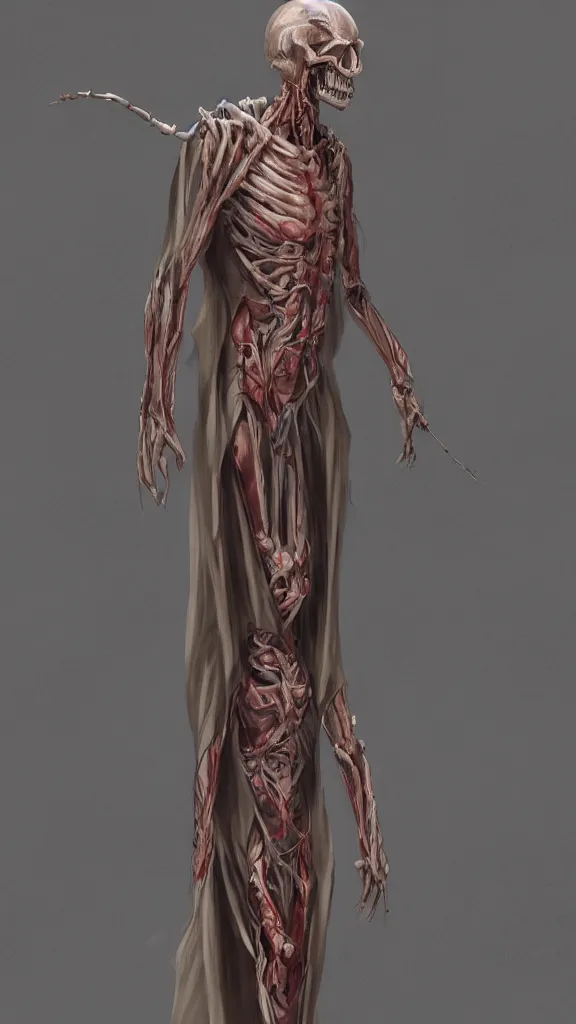 Image similar to plastination wizard, realistic, wearing robes, full body, standing in crypts, artgerm, artstation