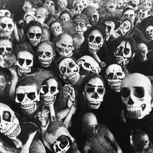 Image similar to the last selfie ever taken skeletons lots of bodies world war 3