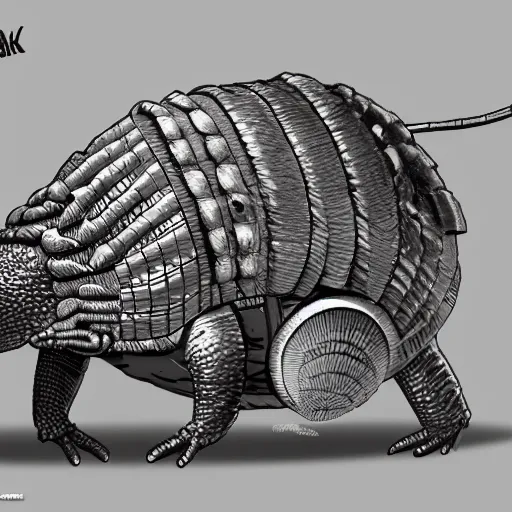 Prompt: a cybernetic armadillo, concept art, trending on art station, highly detailed