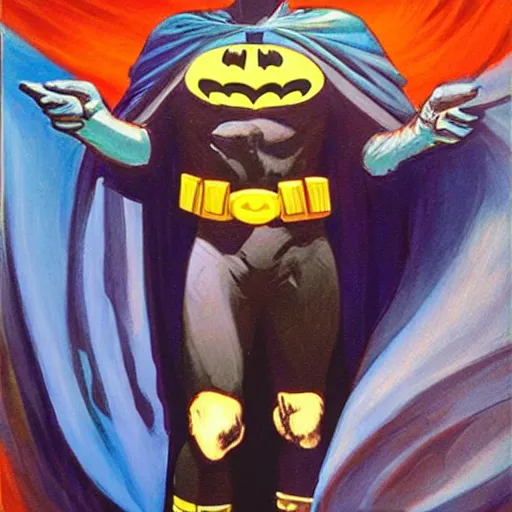 Prompt: batman achieves godhood and creates a new multiverse. vibrant, cosmos, secret knowledge. oil painting in the style of john singer sargent