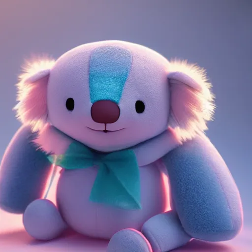 Prompt: a cute fumo plush of a koala girl, pink and blue, lens flare studio light, vray