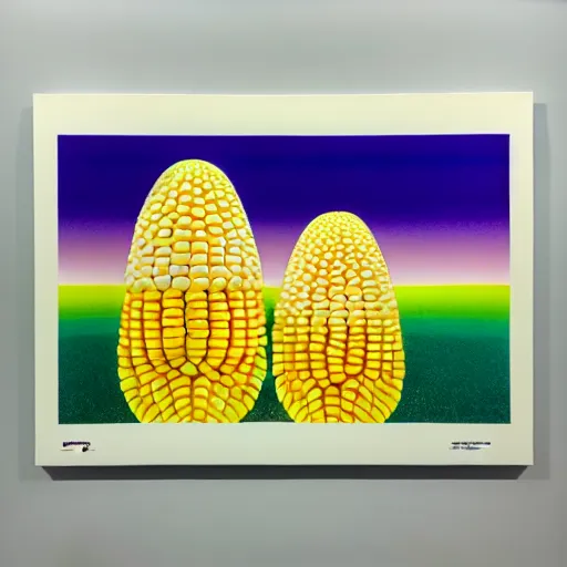 Image similar to corn by shusei nagaoka, kaws, david rudnick, airbrush on canvas, pastell colours, cell shaded, 8 k