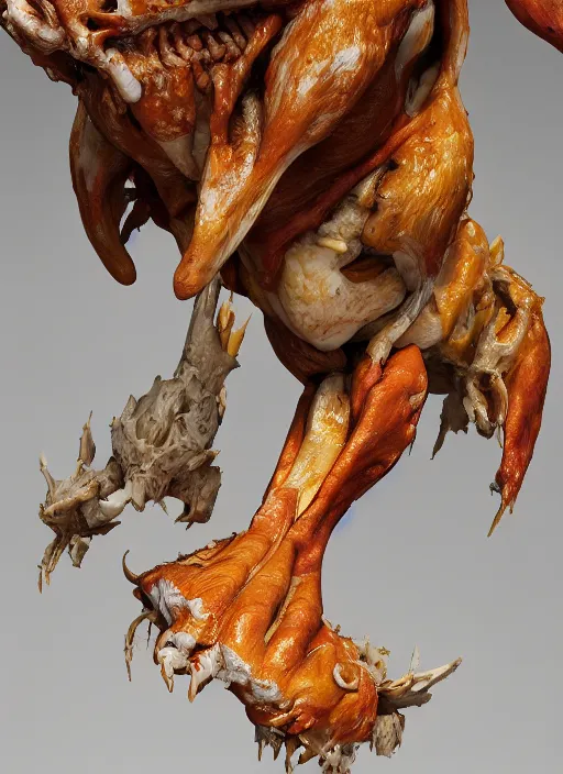 Image similar to bone chicken, hyper detailed, digital art, trending in artstation, cinematic lighting, studio quality, smooth render, unreal engine 5 rendered, octane rendered, art style by klimt and nixeu and ian sprigger and wlop and krenz cushart.