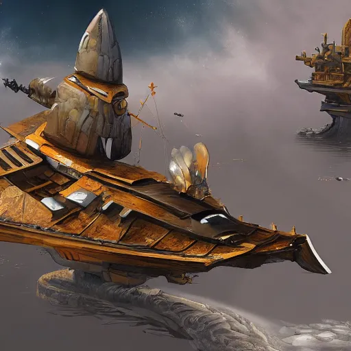 Prompt: a spaceship pirateship by enzhe zhao